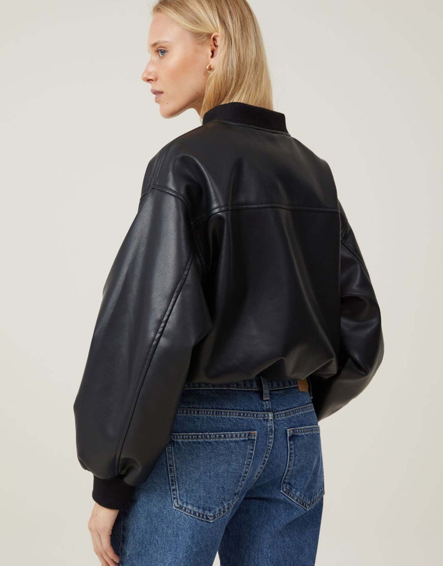 Aries Faux Leather Bomber Jacket