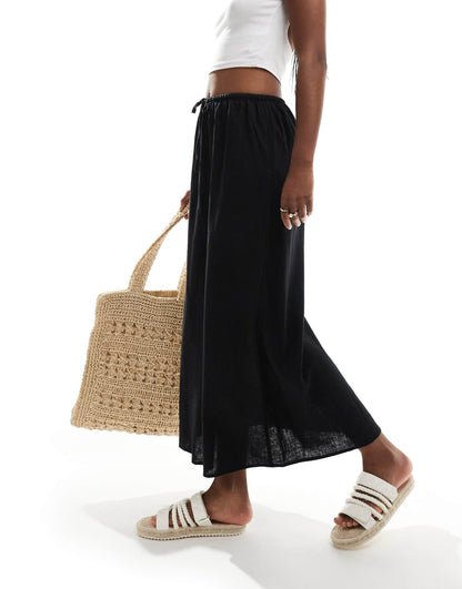 Haven Linen Maxi Slip Skirt