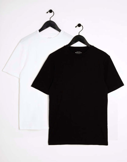 2 Pack Black/White Muscle Fit T-Shirt