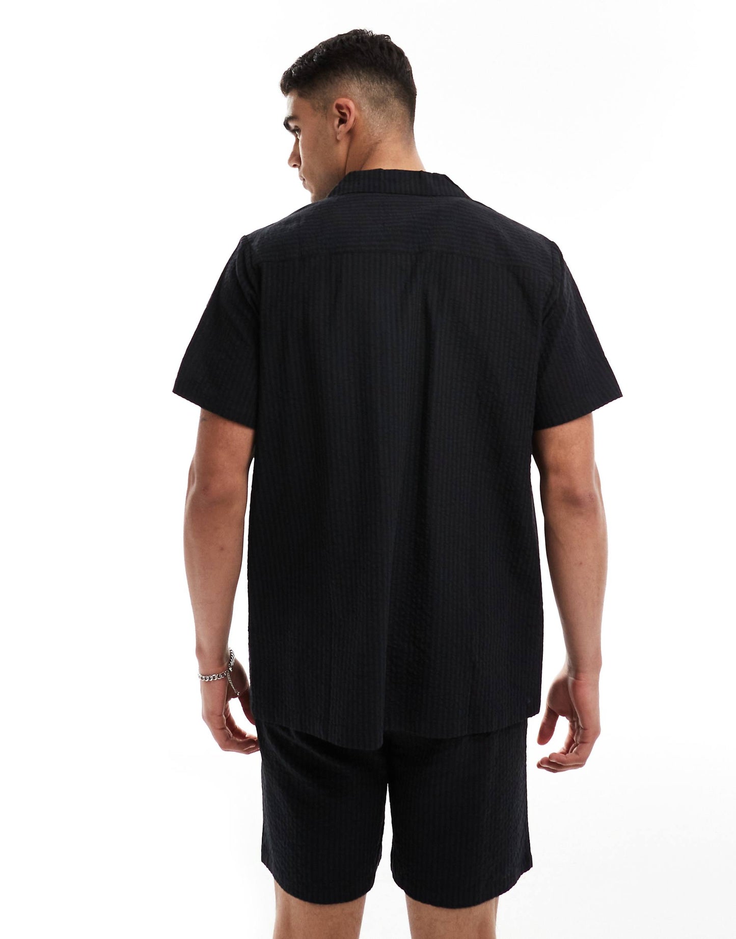 Tonal Seersucker Stripe Beach Shirt Co-Ord