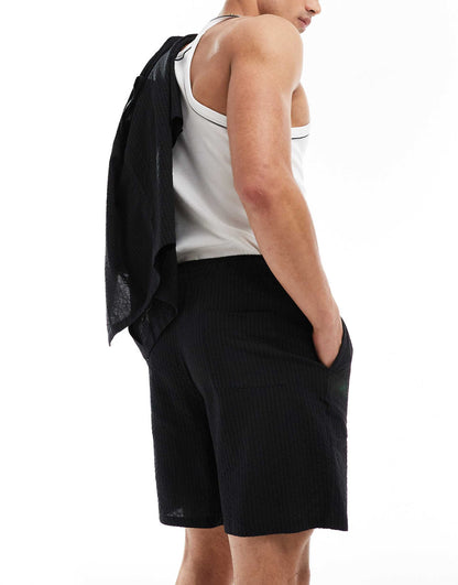 Tonal Seersucker Stripe Beach Short