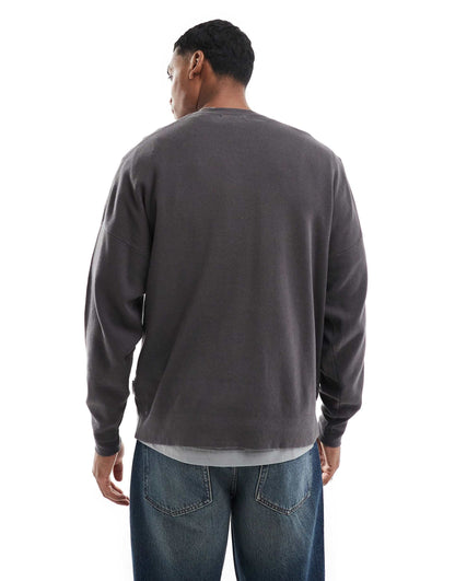 Crew Neck Long Sleeve Drop Shoulder Knit