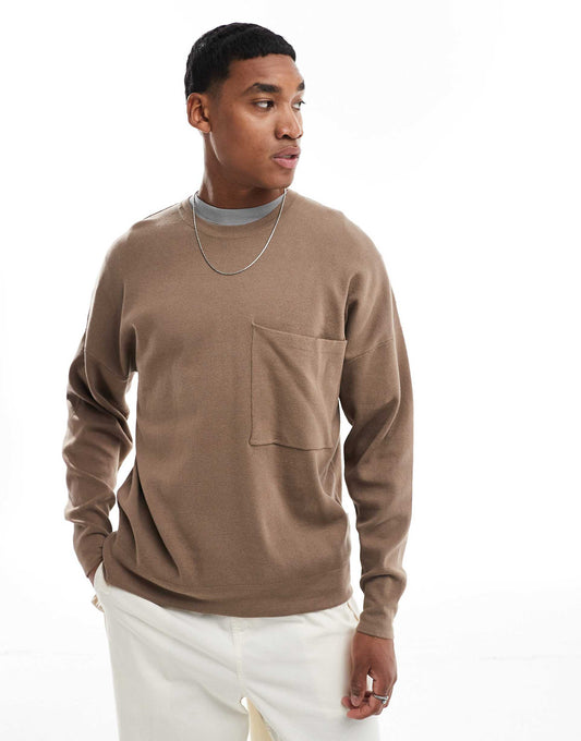 Crew Neck Drop Shoulder Knit