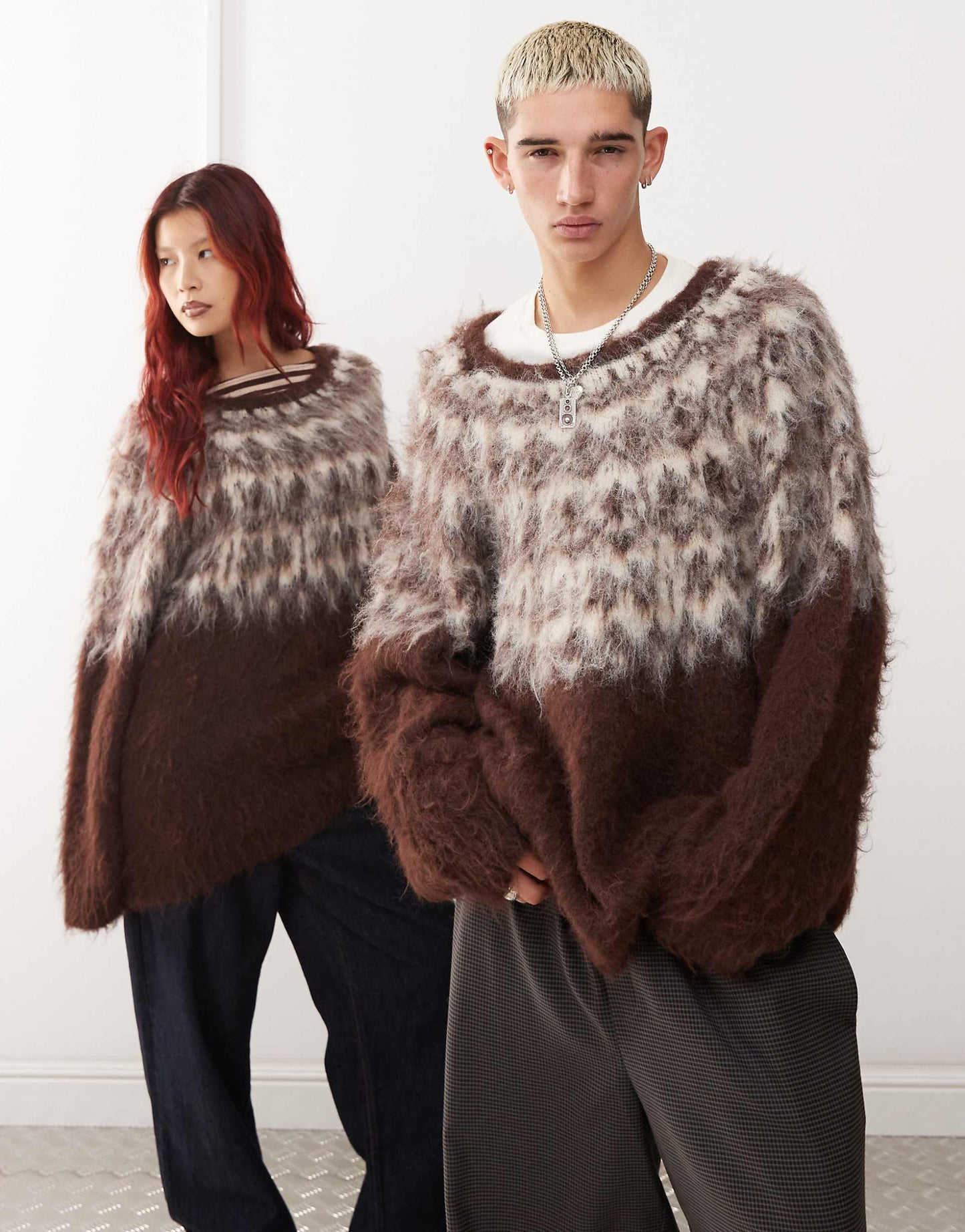 Unisex Brushed Oversized Fairisle Jumper