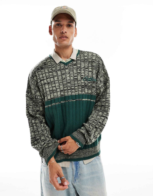 V-Neck Front Stripe Sporty Jumper