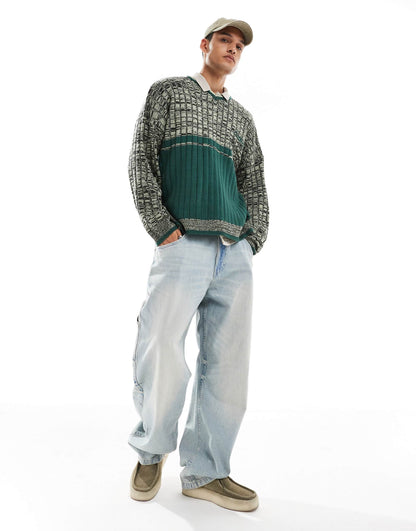 V-Neck Front Stripe Sporty Jumper