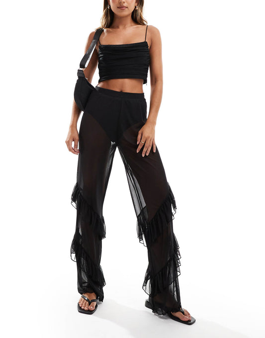 Frill Hem Mesh Trouser