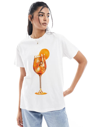 Regular Fit T-Shirt With Orange Spritz Drink Graphic