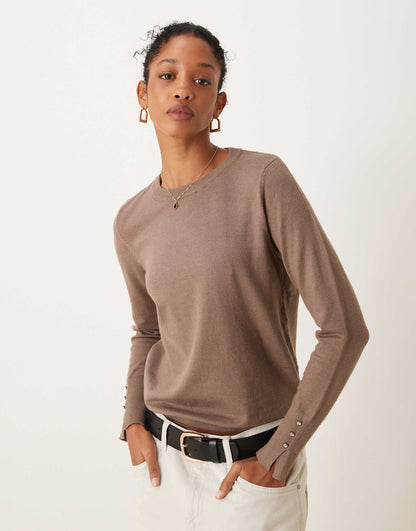 Knitted Jumper With Sleeve Button Detail