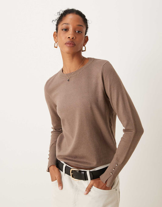 Knitted Jumper With Sleeve Button Detail
