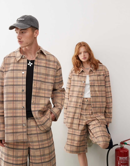 Unisex Check Cord Jacket Co Ord