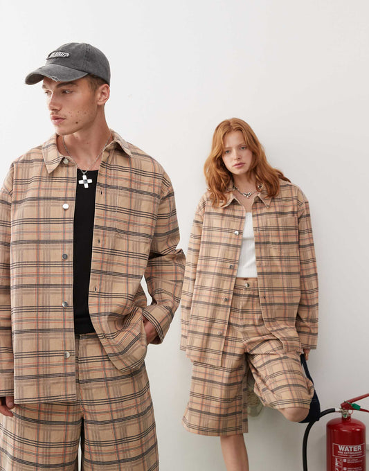Unisex Check Cord Jacket Co Ord