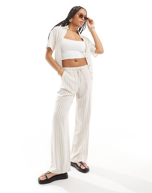 Co-Ord Linen Look Pull On Trousers