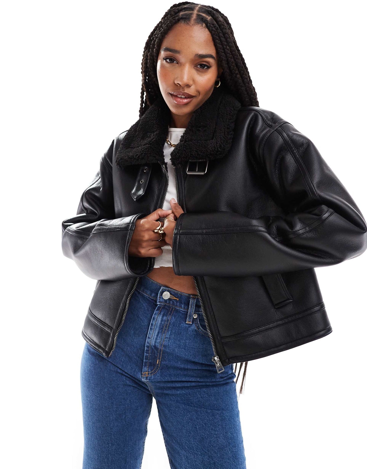 Tall Funnel Neck Aviator Jacket