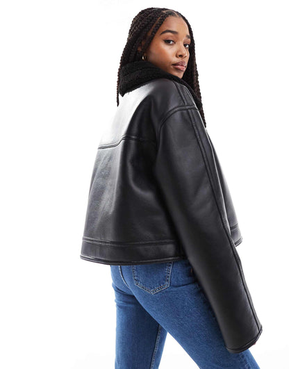 Tall Funnel Neck Aviator Jacket