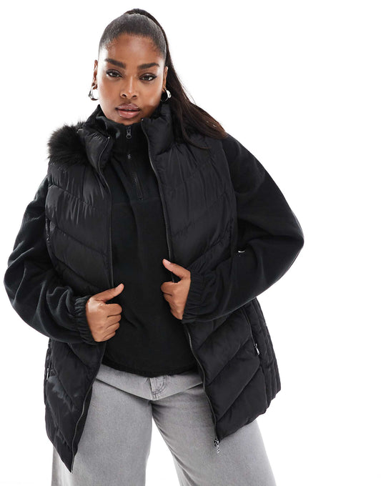 Parka Gilet With Faux Fur Hood
