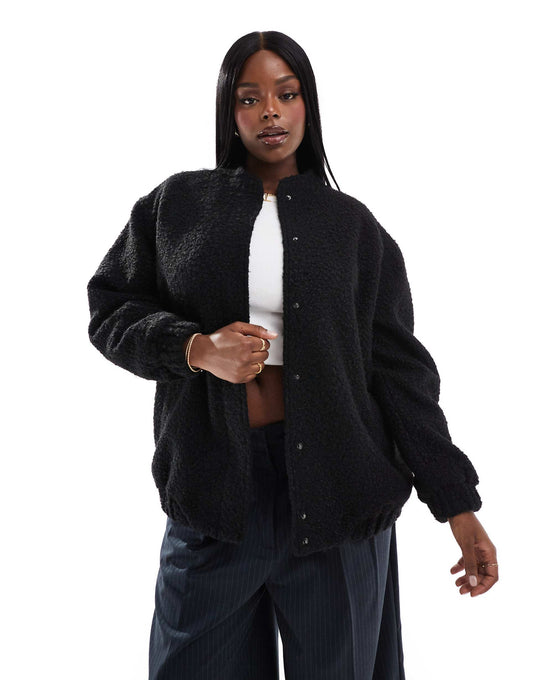 Textured Wool Bomber Jacket