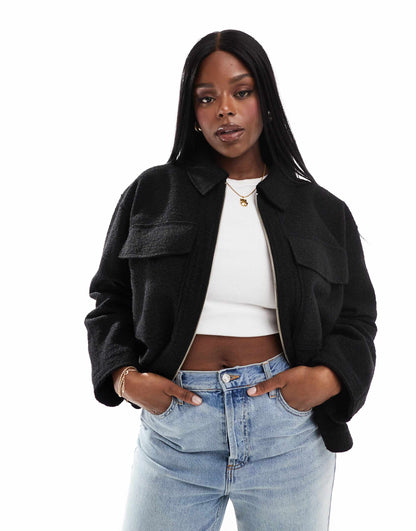 Cropped Wool Shacket