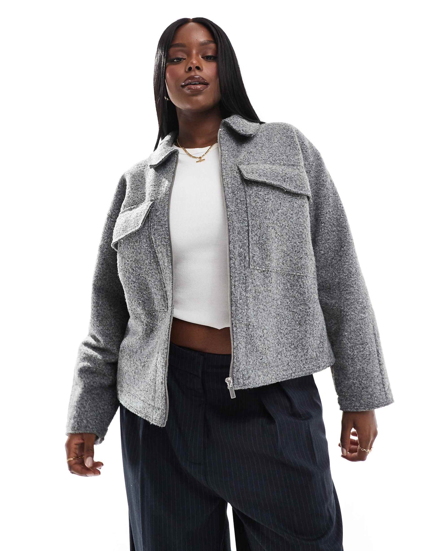 Cropped Wool Shacket