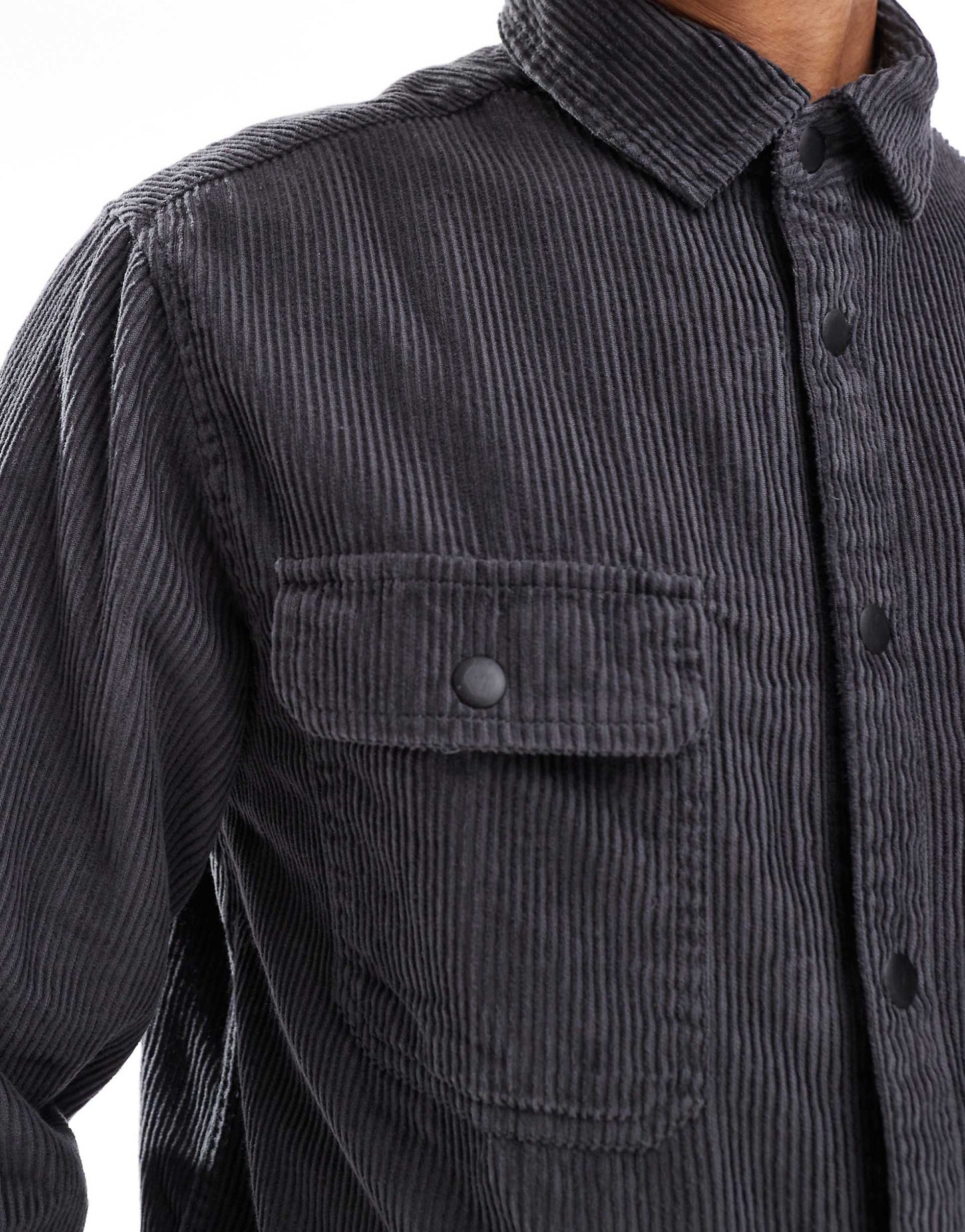 Cord Overshirt With Poppers