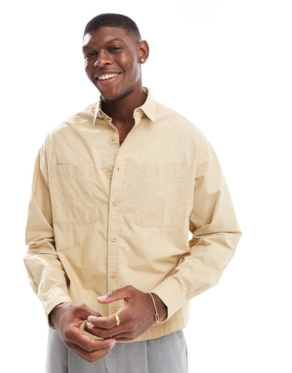 Boxy Overshirt With Square Pocket