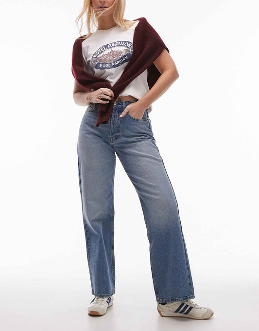 Hourglass Mid Rise Loose Fit Straight Jeans