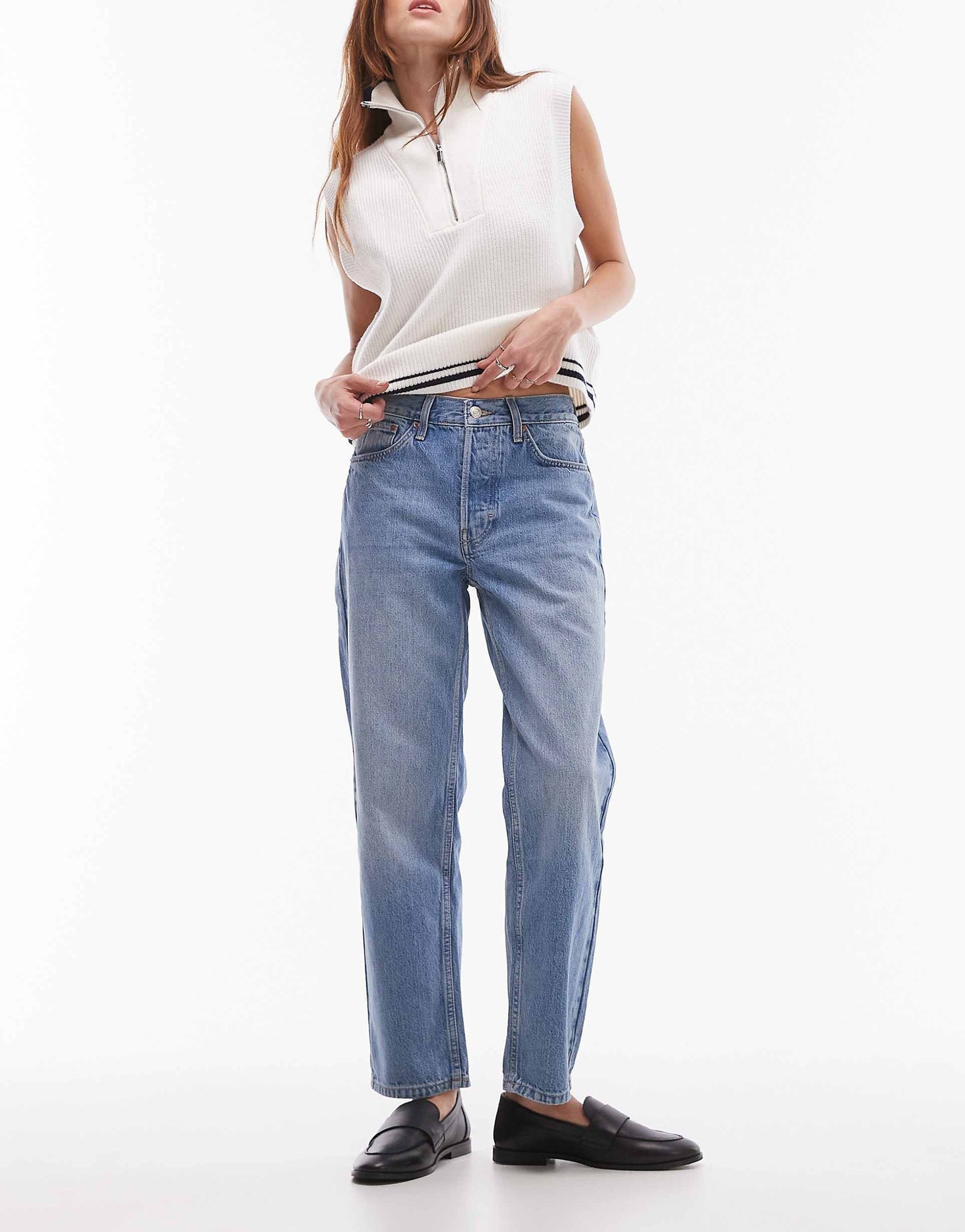 Runway Mid Rise Straight Cropped Jean