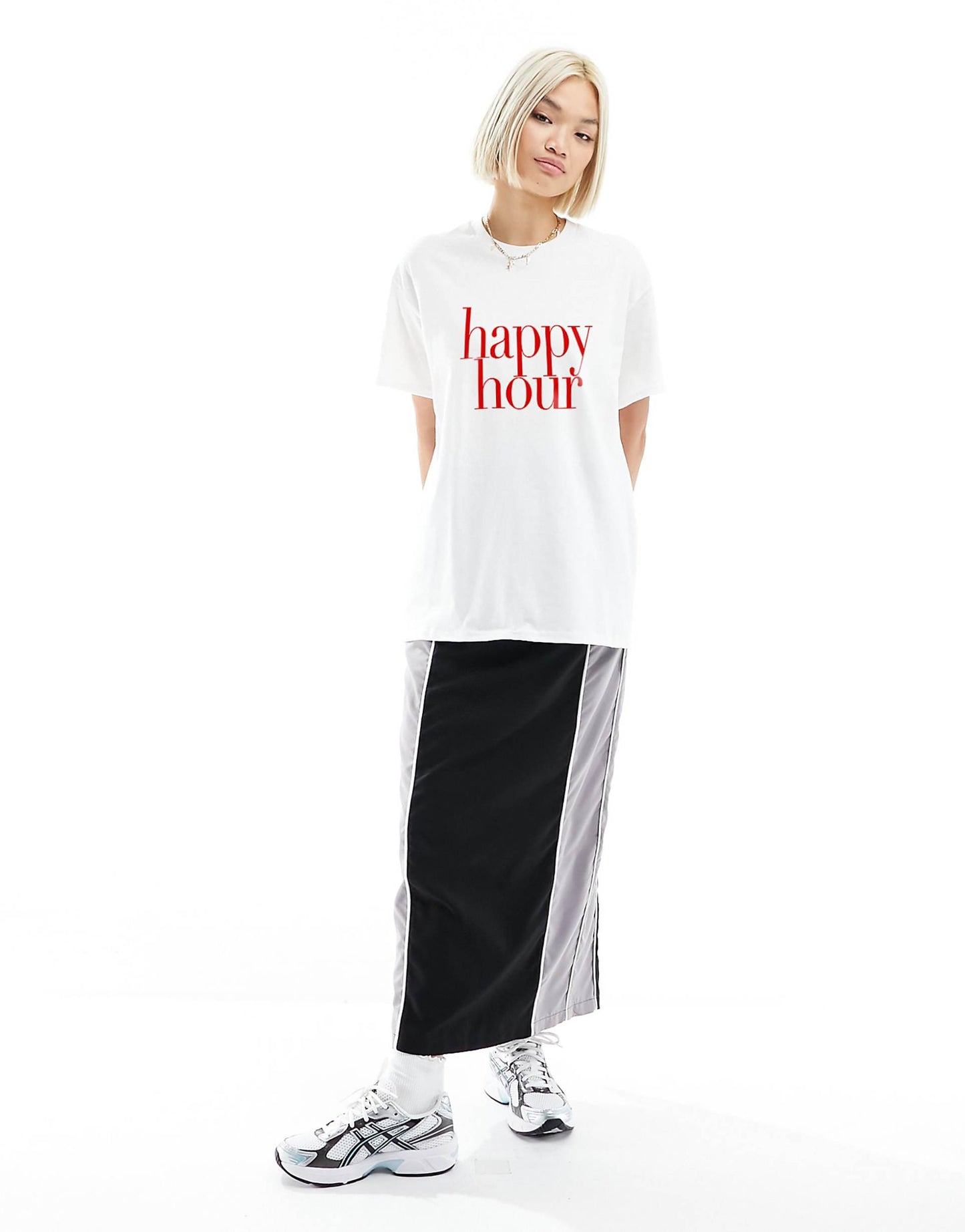 Oversized T-Shirt With Happy Hour Graphic