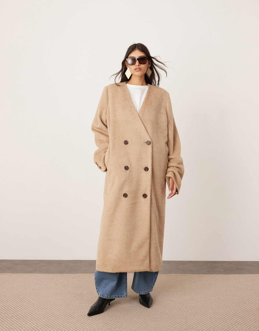 Wool Mix Oversized Double Breasted Coat