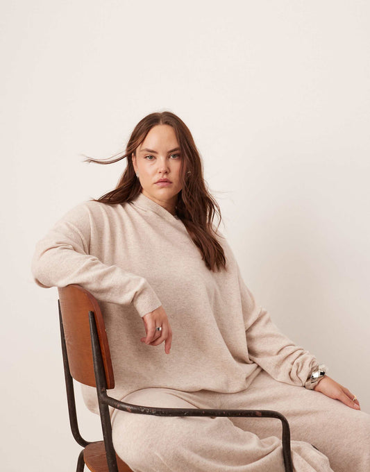 Curve Premium Cashmere Blend Knit Hooded Jumper Co-Ord
