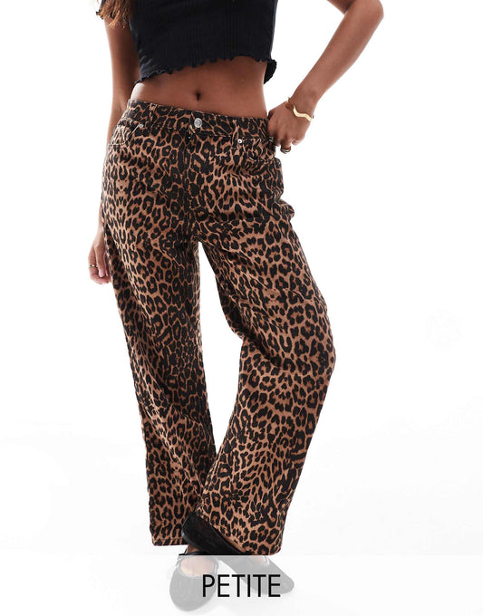Petite Leopard Straight Leg Jean