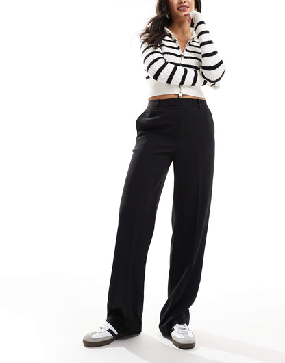 High Waist Straight Leg Tailored Trouser
