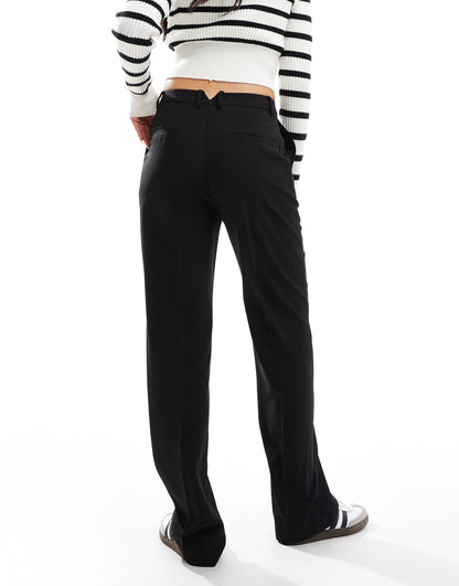 High Waist Straight Leg Tailored Trouser