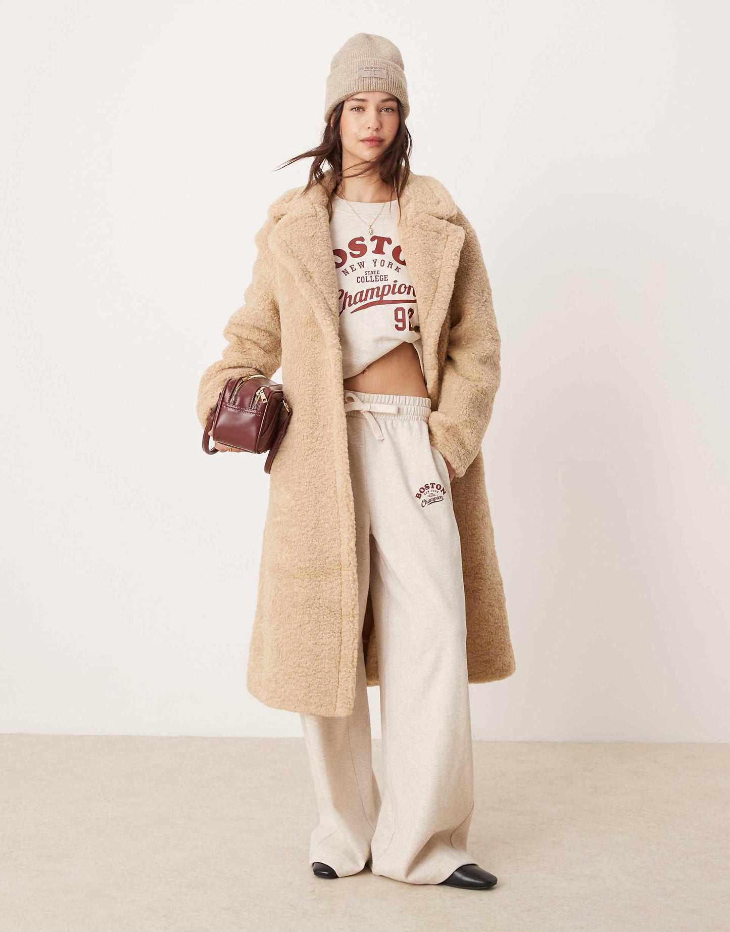 Beige Faux Fur Long Coat