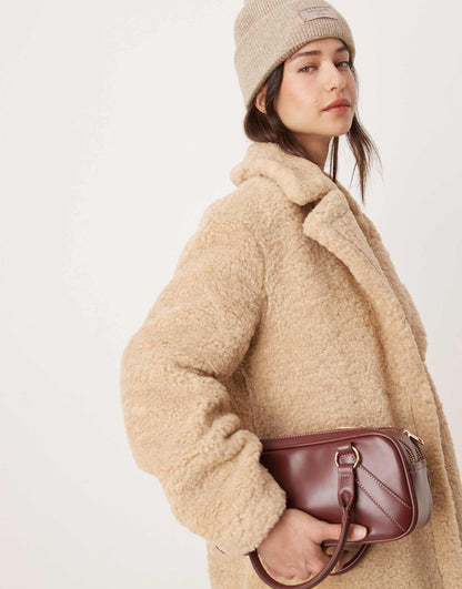 Beige Faux Fur Long Coat