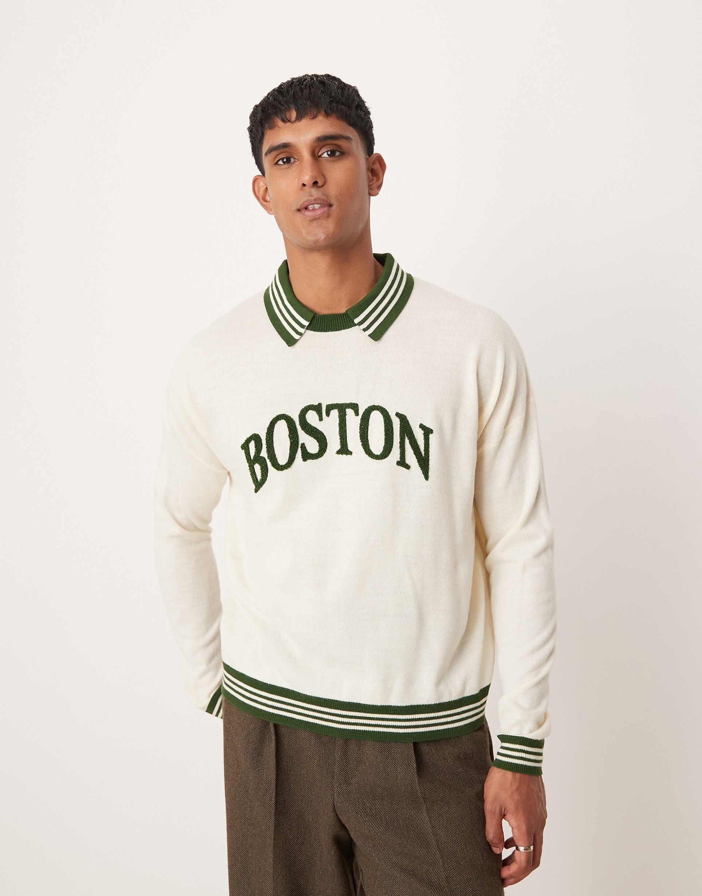 Oversized Boxy Fit Knitted Polo Jumper