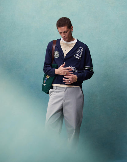 Oversized Boxy Fit Knitted Varsity Cardigan