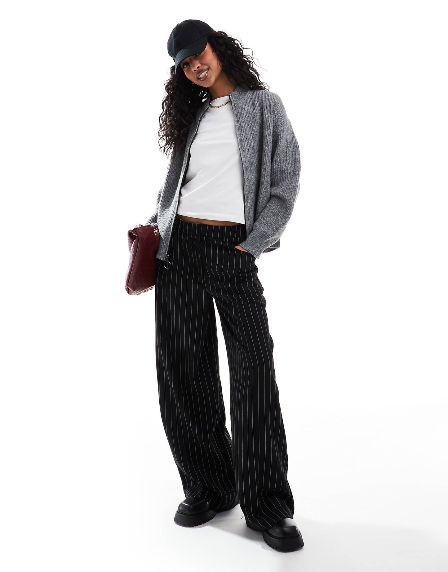 Knitted Zip Through Cardigan