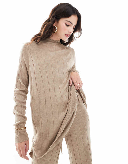 High Neck Knitted Lightweight Knitted Jumper Co-Ord