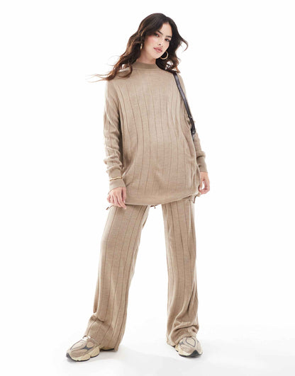 High Neck Knitted Lightweight Knitted Jumper Co-Ord