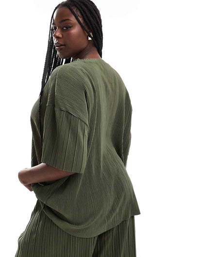 Curve Boxy Plisse T-Shirt Co-Ord