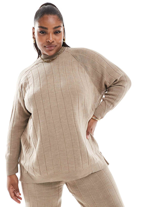 Curve High Neck Knitted Lightweight Knitted Jumper Co-Ord