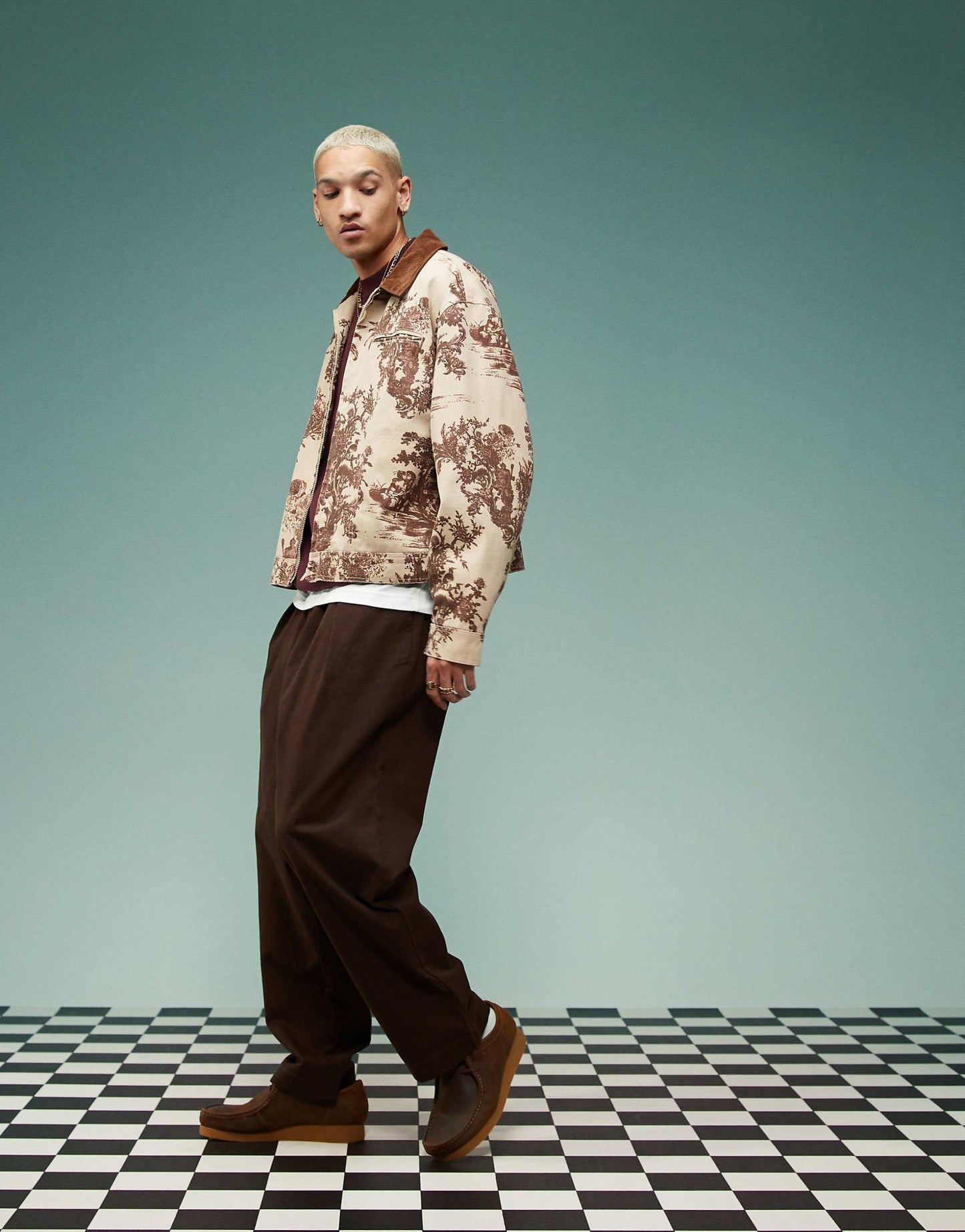 Oversized Jacquard Harrington Jacket