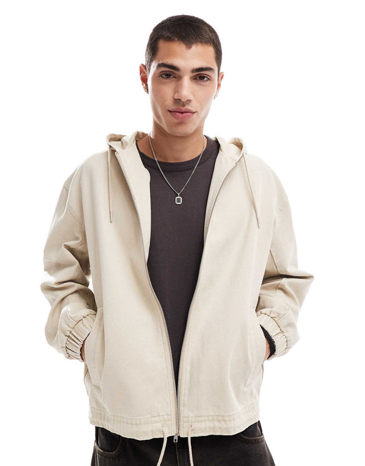 Oversized Hooded Cotton Canvas Jacket