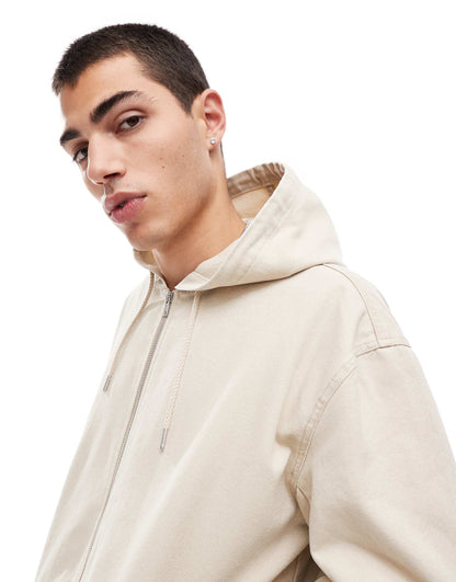 Oversized Hooded Cotton Canvas Jacket