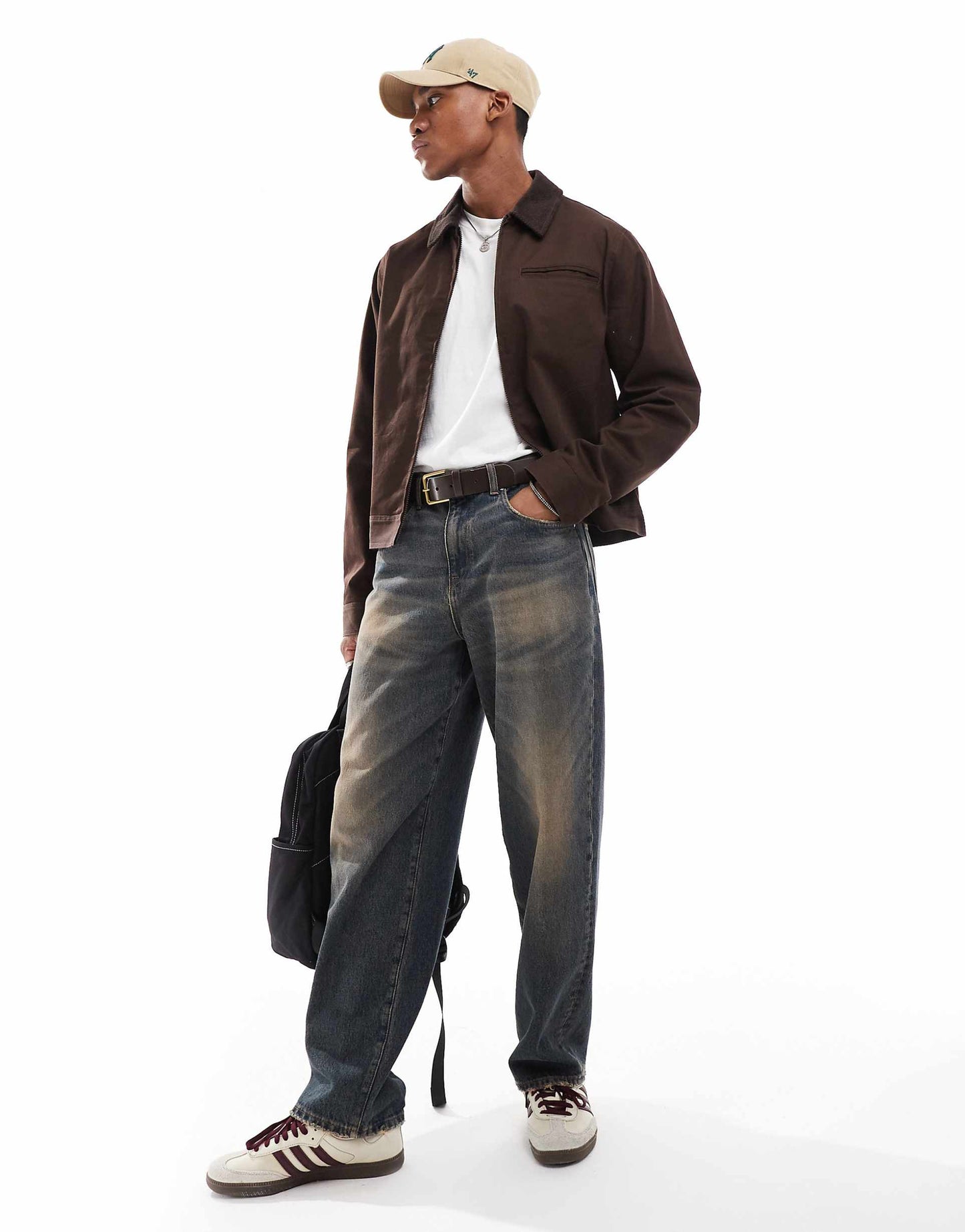 Oversized Harrington Jacket With Cord Collar
