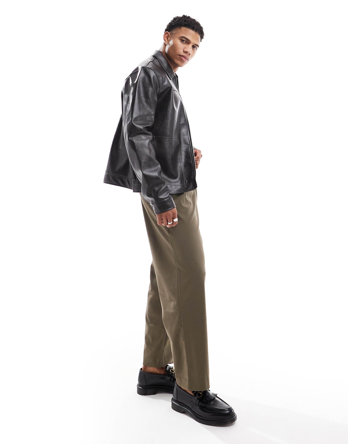 Faux Leather Harrington Jacket