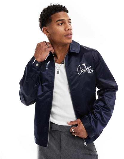 Embroidered Nylon Harrington Jacket