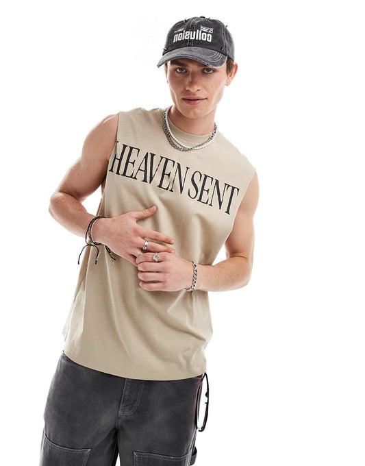 Oversized Heaven Sent Printed Tank