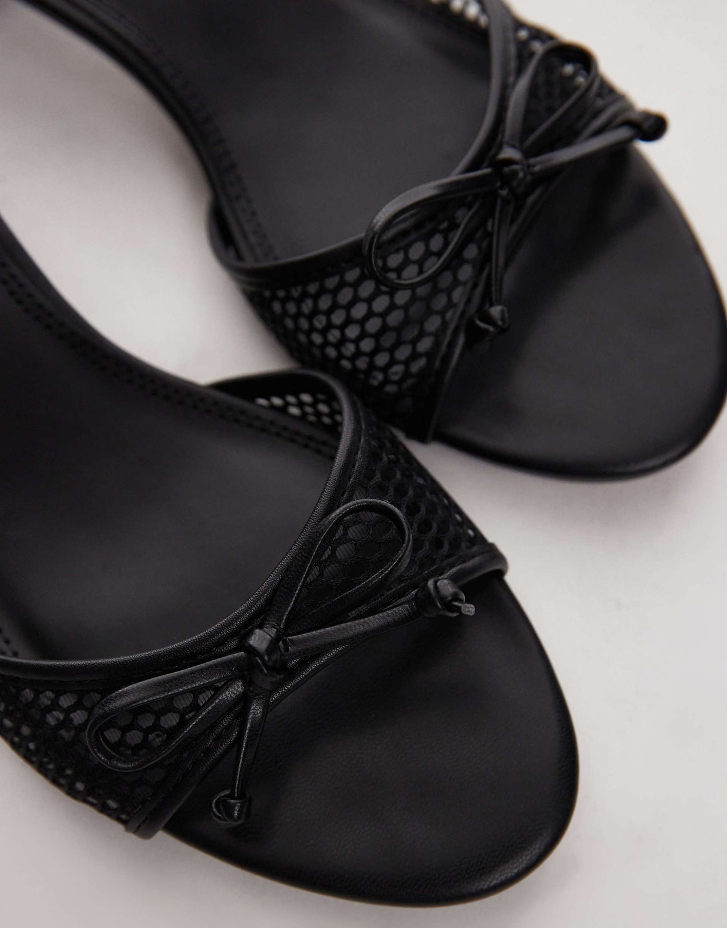 Imai Mesh Mid Heeled Mules With Bow Detail